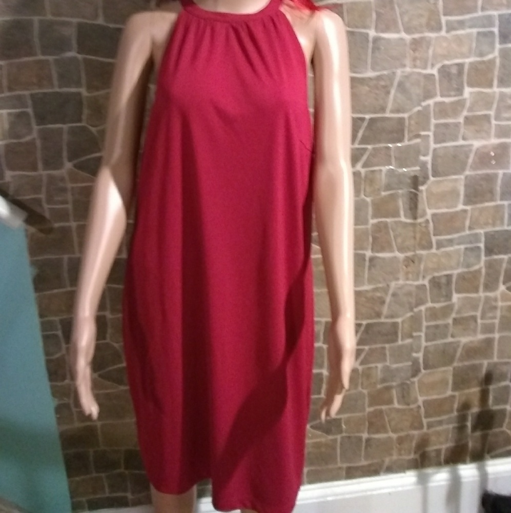VENEZIA 3/4 Length Red Neck Tie Sleeveless Dress